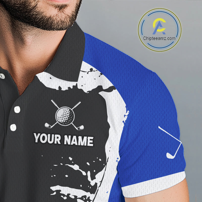 Men's model wearing Funny Rooster Golf Polo Shirt, country golf apparel, rooster mascot sportswear, personalized golf outfit, custom golf team fashion.