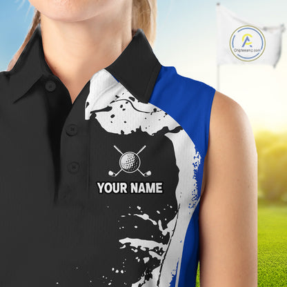 Women's model wearing Funny Rooster Golf Polo Shirt, farmhouse golf apparel, rooster mascot golf fashion, personalized golf clothing, country lifestyle sportswear, custom golf outfit.