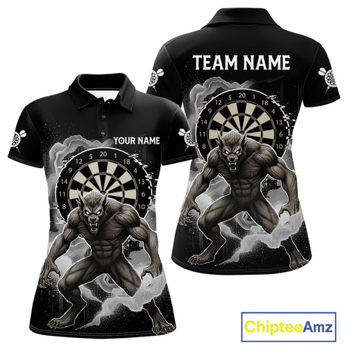 Grey Smokes Horror Wolf Grunge Dartboard Custom Darts Polo Shirt For Women Dart Gifts NYN1997