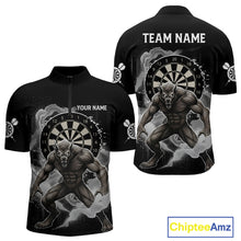 Load image into Gallery viewer, Grey Smokes Horror Wolf Grunge Dartboard Custom Darts Quarter-Zip Shirt For Men Dart Gifts NYN1997