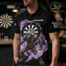Load image into Gallery viewer, Purple Smokes Horror Wolf Grunge Dartboard Custom Darts Polo Shirt For Men Dart Gifts NYN1998