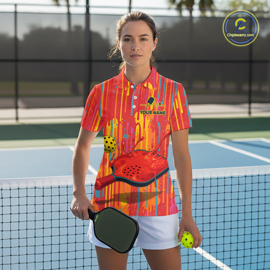 Custom Dripping Pickleball Paddle & Ball Jerseys Women Splashed Colorful Pickleball Shirt NYN2223
