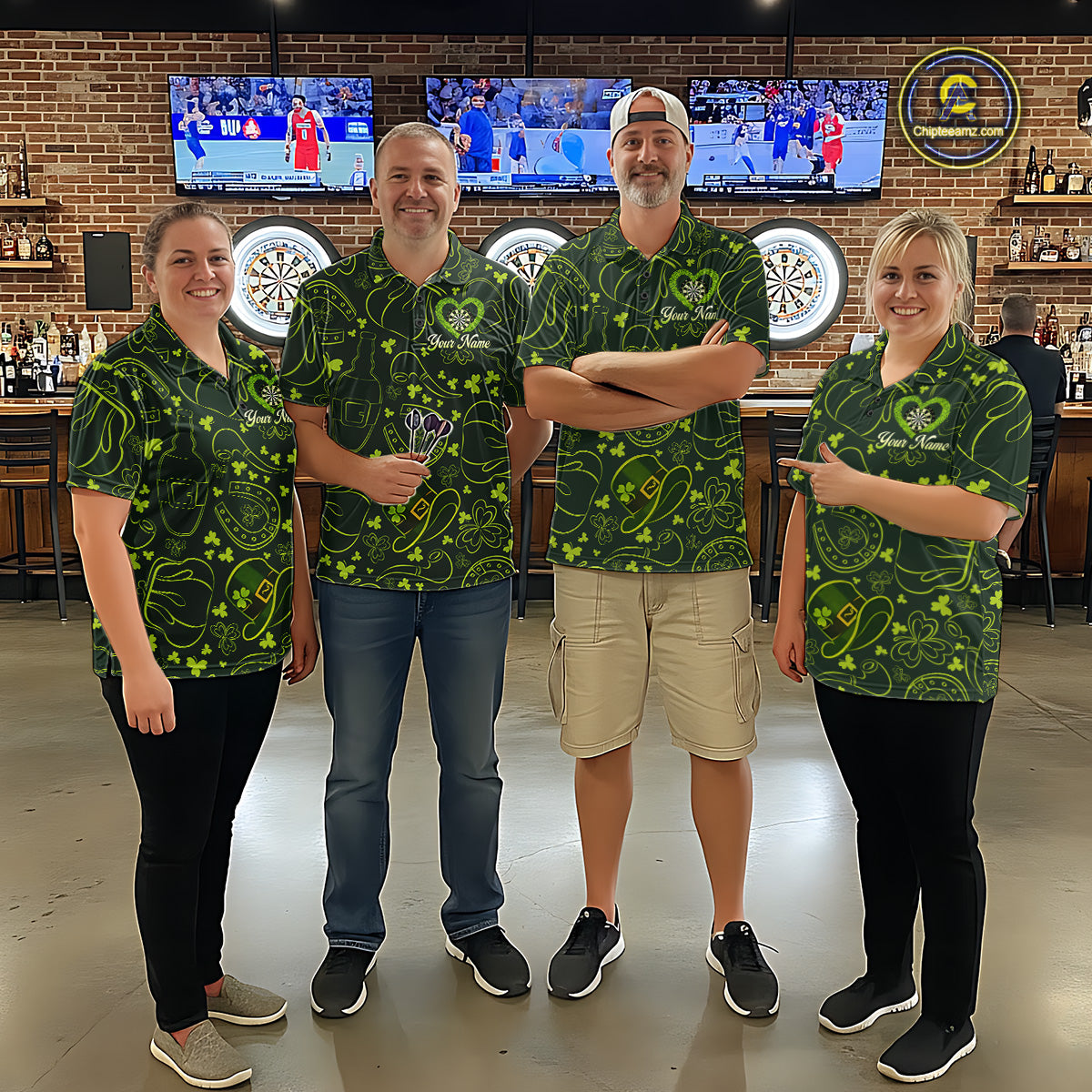 Heart Shamrock Dartboard St Patrick's Day Women Darts Quarter-Zip Shirt Custom Darts Couple Jersey NYN2530