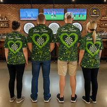 Load image into Gallery viewer, Heart Shamrock Dartboard St Patrick's Day Women Darts Polo Shirt Custom Darts Couple Jersey NYN2530