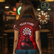 Load image into Gallery viewer, Red Neon Grim Reaper Lightning Skull Darts League Shirt Custom Skull Women Darts Jersey NYN2037
