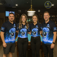 Load image into Gallery viewer, Fire Flame Dragon Pool 8 Ball Women's Billiard Shirt Custom Billiard Team League Attire|Blue NYN2557