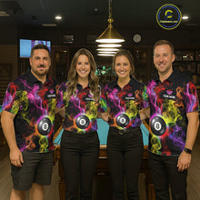 Load image into Gallery viewer, Personalized Colorful Smoke 8 Ball Pool Billiard Shirt For Women Custom Billiard Rack Team Jersey NYN3142