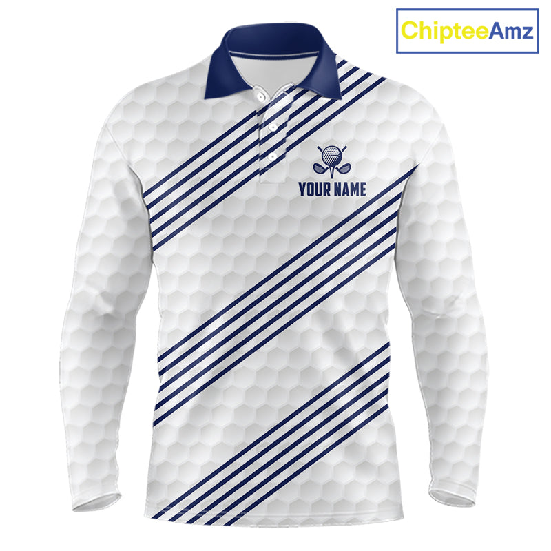 Patriotic American flag golf polo long sleeve shirt for men blue America 250th golf apparel