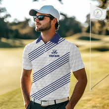 Load image into Gallery viewer, Patriotic Men's Golf Polo Shirts Custom American Flag Golf Apparel America Golf Shirt | Blue NYN3326