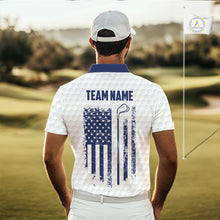 Load image into Gallery viewer, Patriotic Men's Golf Polo Shirts Custom American Flag Golf Apparel America Golf Shirt | Blue NYN3326