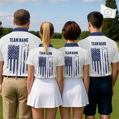Patriotic Men's Golf Polo Shirts Custom American Flag Golf Apparel America Golf Shirt | Blue NYN3326