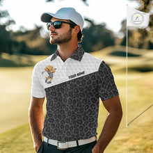 Load image into Gallery viewer, Golden Retriever Golf Shirt Personalized Black Leopard Pattern Funny Golf Polos For Men NYN3331