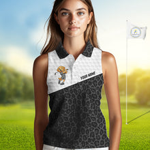 Load image into Gallery viewer, Golden Retriever Golf Shirt Personalized Black Leopard Pattern Funny Golf Polos For Women NYN3331