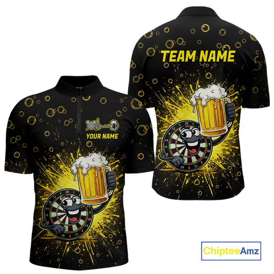 Funny Dartboard Cheer Beer Darts Team Shirt For Men Personalized Dart Quarter-Zip Jerseys NYN2574