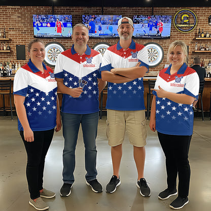 Blue And Red Dartboard Patriotic Dart Quarter-Zip Shirts For Men Custom Dart Team Jerseys NYN2729