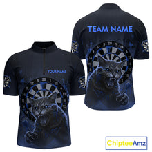 Load image into Gallery viewer, Funny Cat Blue Dripping Dartboard Custom Men's Quarter-Zip Darts Shirt Outfits Darts Jersey NYN1803