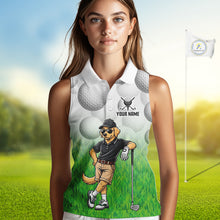 Load image into Gallery viewer, Funny Womens Golf Sleeveless Polo Shirt Custom Golden Retriever Golfer Grass Pattern Golf Team Outfits NYN3396