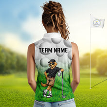 Load image into Gallery viewer, Funny Womens Golf Sleeveless Polo Shirt Custom Golden Retriever Golfer Grass Pattern Golf Team Outfits NYN3396