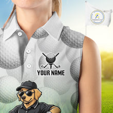 Load image into Gallery viewer, Funny Womens Golf Sleeveless Polo Shirt Custom Golden Retriever Golfer Grass Pattern Golf Team Outfits NYN3396