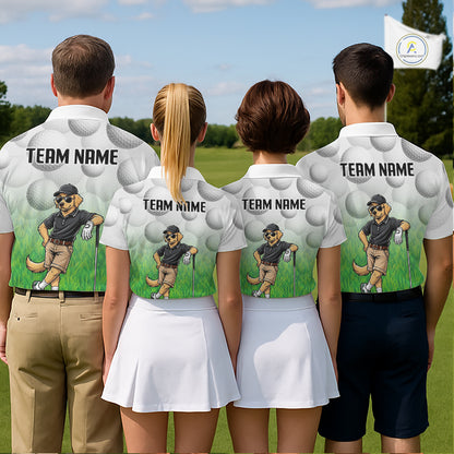 Funny Mens Golf Polo Shirt Custom Golden Retriever Golfer Grass Pattern Golf Team Outfits NYN3396