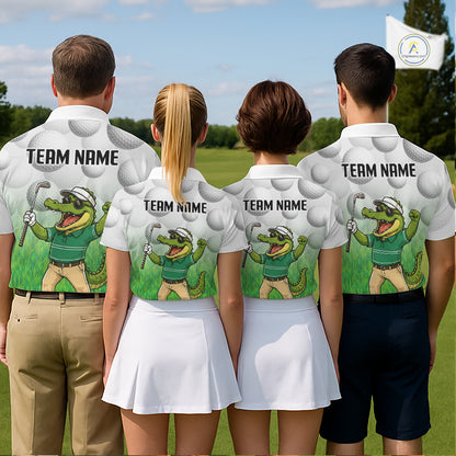 Funny Mens Golf Polo Shirt Custom Alligator Golfer Grass Pattern Golf Team Outfits NYN3397