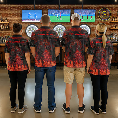 Fire Flames Darts Dragon Red Dart 1/4-Zip Shirts For Women Personalized Team Dart Jerseys NYN2104