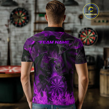 Load image into Gallery viewer, Fire Flames Darts Dragon Purple Dart Polo Shirts For Men Personalized Team Dart Jerseys NYN2105