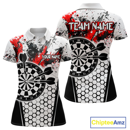 Dartboard Halftone Hexagon Grunge Darts Shirt For Women - Personalized Name For Players NYN0681