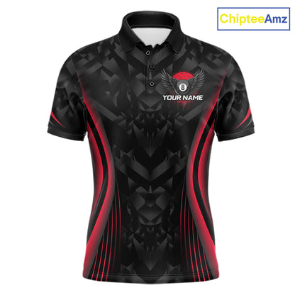 Red Dripping Wings 8 Ball Billiard Polo 1/4-Zip Shirt For Men Custom Billiard Pool Team Jersey NYN3942