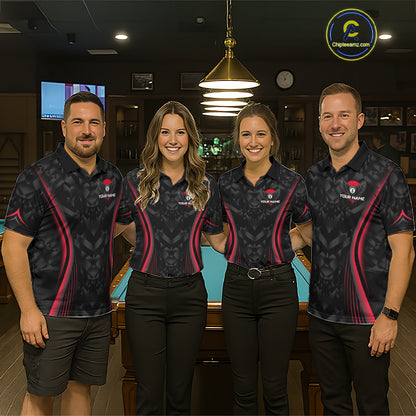 Red Dripping Wings 8 Ball Billiard Polo 1/4-Zip Shirt For Men Custom Billiard Pool Team Jersey NYN3942