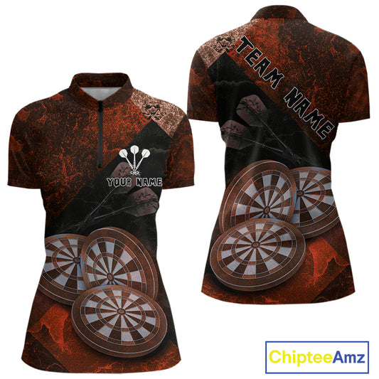 Triple Dartboards Grunge Darts Shirt For Women Custom Name For Players | Opt2 - Red NYN0686
