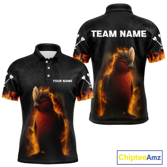 Flaming Cockatoo Dartboard Men's Dart Shirt - Custom Team Name For Darts Jersey NYN0450