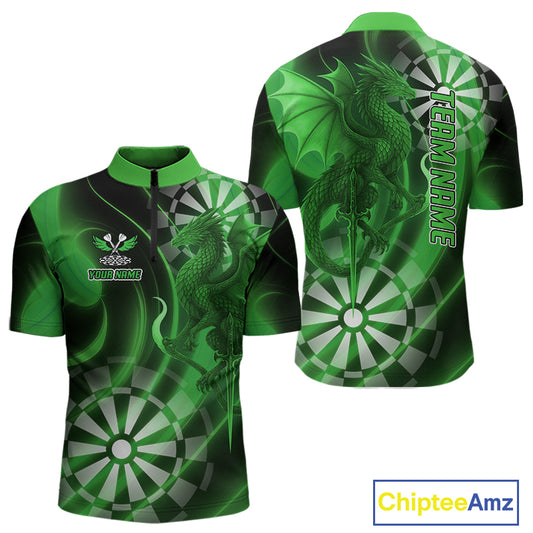 Custom Black And Green Dragon Dartboard Dart Jersey Outfits Dart Team Shirts For Men NYN0980