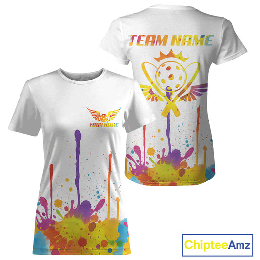 Custom Splashed Color Pickleball T-Shirt For Women Outfits Pickleball Team Jersey NYN1346