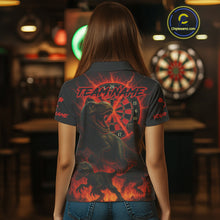 Load image into Gallery viewer, Custom Red Flaming Dinosaurs Dartboard Polo Dart Shirt For Women Dinosaur Dart Jerseys NYN1358