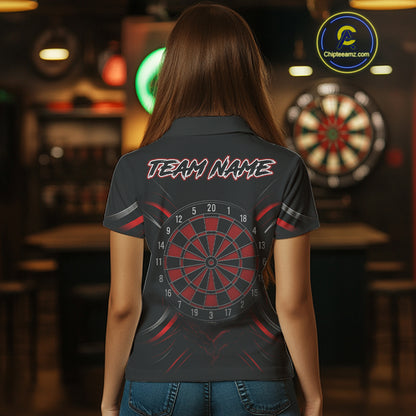 Custom Black-Red Tiger Dartboard Dart Polo Shirt For Women Outfits Tiger Dart Jersey NYN1362