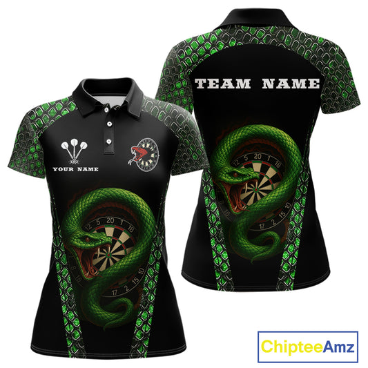 Fierce Green Serpent Dartboard Women's Darts Team Shirt - Custom Name For Players NYN0508