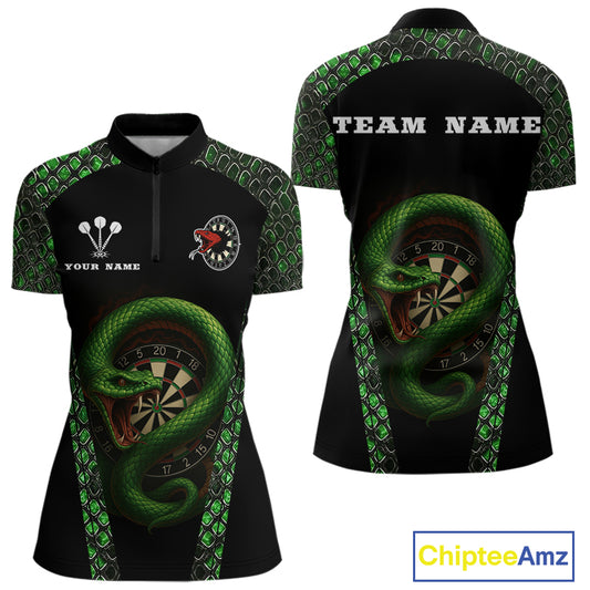 Fierce Green Serpent Dartboard Women's Darts Team Shirt - Custom Name For Players NYN0508