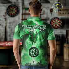 Load image into Gallery viewer, Custom Lightning Green Thunder Dragon Dartboard Polo Dart Shirt For Men, Darts Team Jersey NYN1012