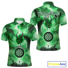 Load image into Gallery viewer, Custom Lightning Green Thunder Dragon Dartboard Polo Dart Shirt For Men, Darts Team Jersey NYN1012