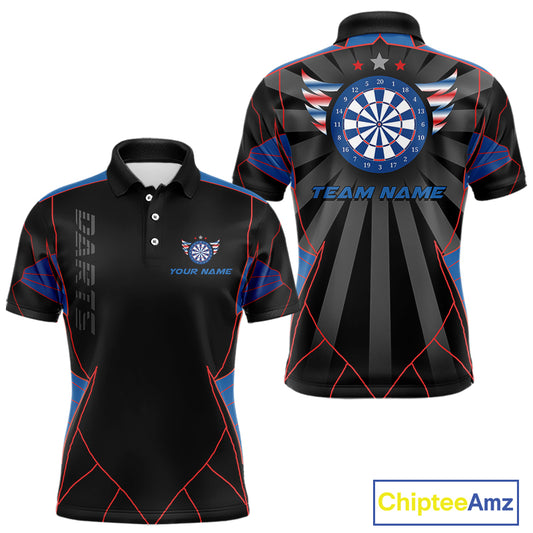 Red And Blue Wings Dartboard Custom Darts Polo Shirt For Men - Darts Team Jersey NYN0726