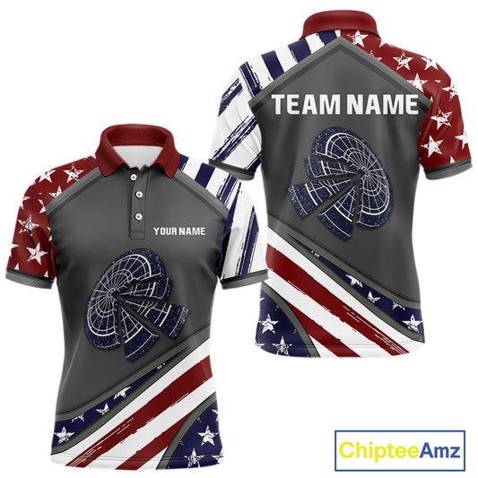 US Flag Cracked Dartboard Custom Darts Polo Shirt For Men - Darts Team Jersey NYN0728