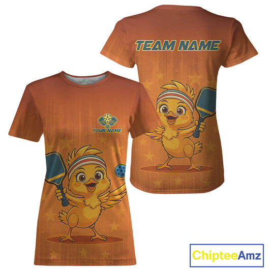 Custom Chicken Orange And Blue Funny Pickleball T-Shirt For Women Outfits Pickleball Jersey NYN1375