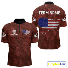 Load image into Gallery viewer, US Flag &amp; Map Dartboard Men's Red Darts Shirt - Custom Name For Darts Jersey NYN0524