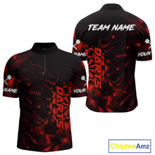 Load image into Gallery viewer, Custom Black And Red Wolf Dartboard Dart 1/4-Zip Jersey For Men Outfits Dart Team Jerseys NYN1400