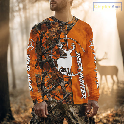 Personalized Orange Camo Deer Hunting 3D Printing Shirts for Hunters, Hunting Gifts NBT129