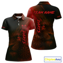 Load image into Gallery viewer, Custom Black-Red Horror Lion Dartboard Dart Polo Shirt For Women Grunge Dart Jerseys NYN1413