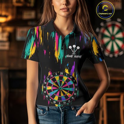 Custom Colorful Grunge Dartboard Darts Jerseys For Women, Darts Team Shirt Personalized NYN1093