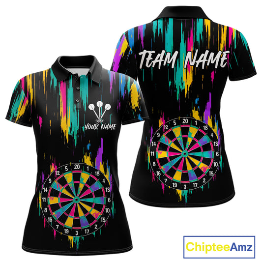 Custom Colorful Grunge Dartboard Darts Jerseys For Women, Darts Team Shirt Personalized NYN1093