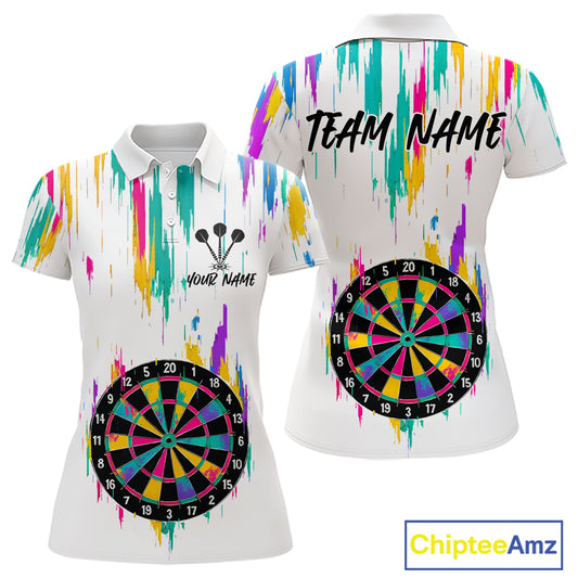 Custom Colorful Grunge Dartboard Darts Jerseys For Women, Darts Team Shirt Personalized NYN1094